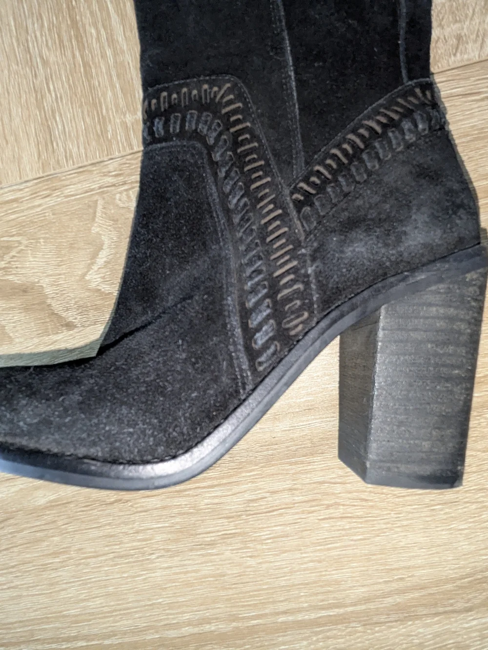 Over-the-Knee Black Suede Block Heel Boots